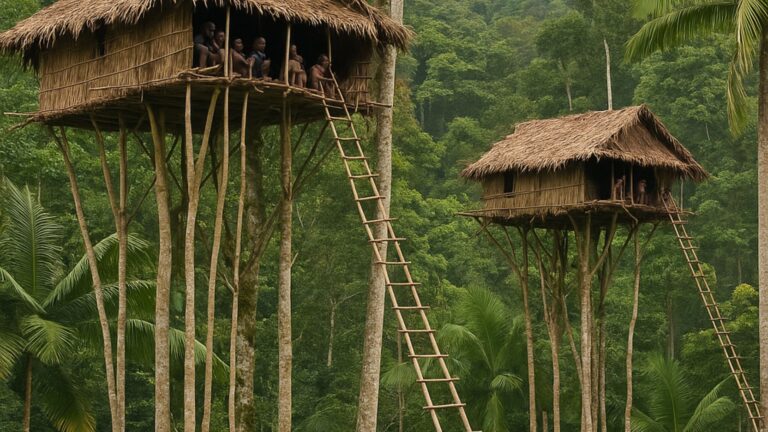 Korowai tribe that lives on trees