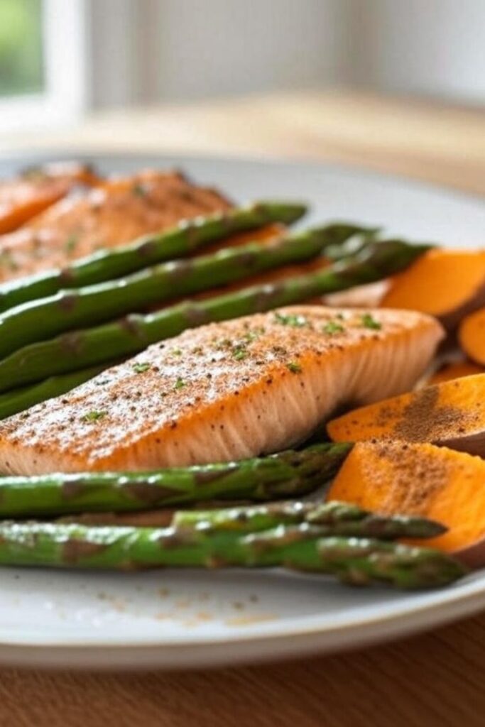 Salmon with Sweet Potato and Asparagus