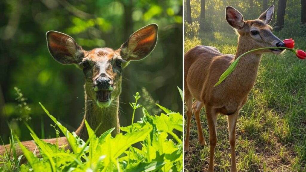 Deer eating Tulip