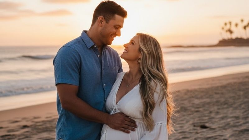Alex Vesia and his wife Kayla enjoying a moment together off the field