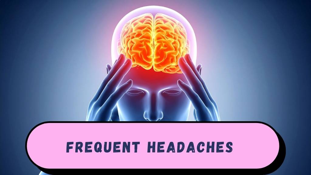 Holding their head in pain with a pained expression, suggesting a headache or migraine related to immune system issues.
