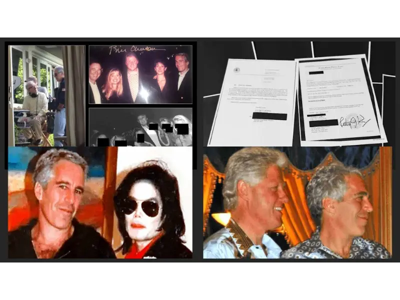 Jeffrey Epstein with Bill Clinton and Michael Jackson