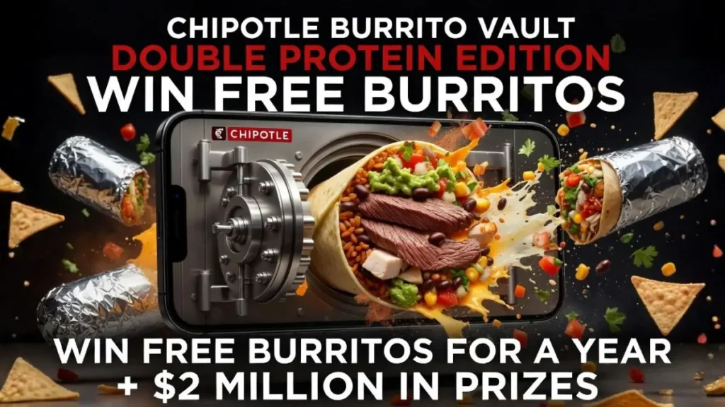 Chipotle Burrito Vault Double Protein Edition 2026 - Win Free Burritos for a Year LIVE NOW